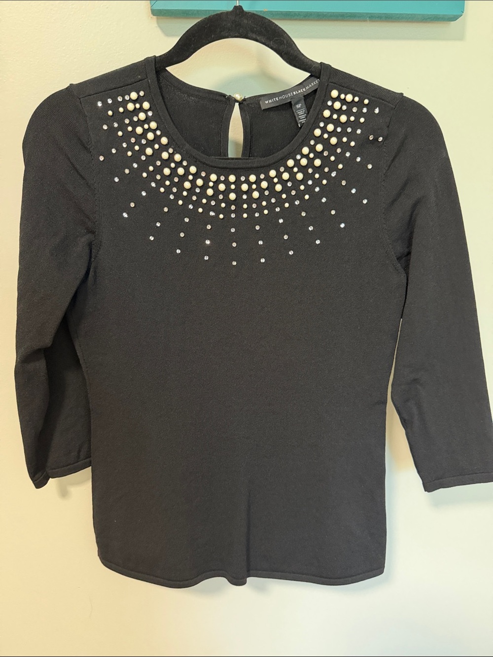 WHBM Black Jewel-Embellished sweater